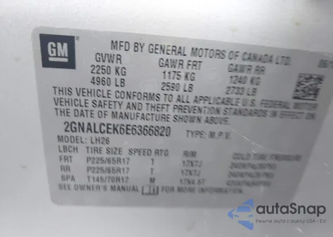 2014 Chevrolet Equinox 2Lt from USA, damaged, VIN 2GNALCEK6E6366820